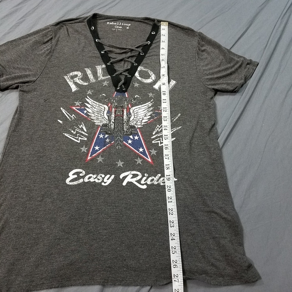 Easy Rider tshirt size large lace up sexy biker tee ride on - Picture 3 of 11
